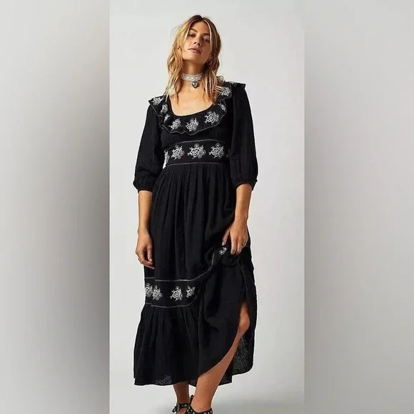 chinese dress ladies Free People Black Adella Maxi Slip Dress main image 0